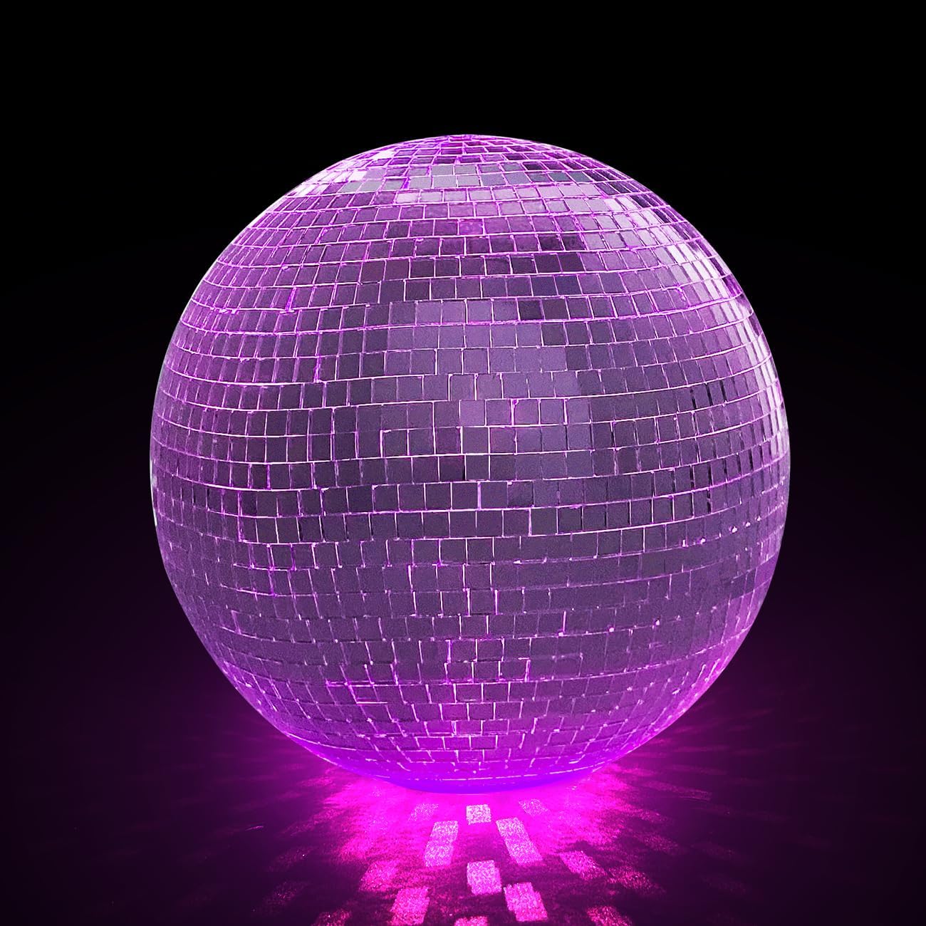 Pink Disco Ball with Lights, 6 Inch Disco Mirror Reflective Pink Ball Shape Home Art Decorations, Bar Ornaments