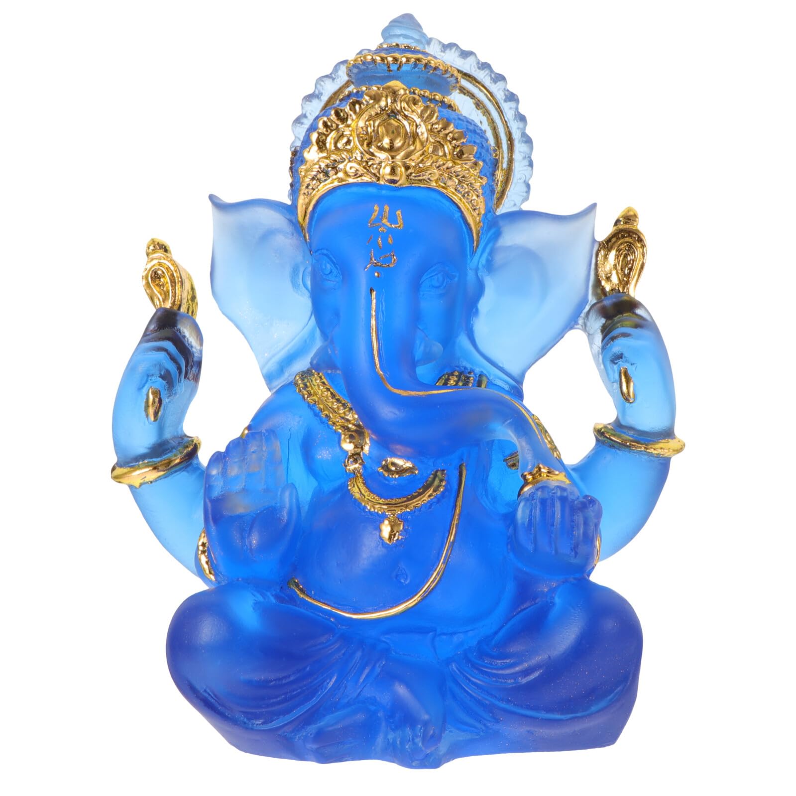 Statue éléphant en verre bleu DOITOOL : sculpture compacte en pierre azur