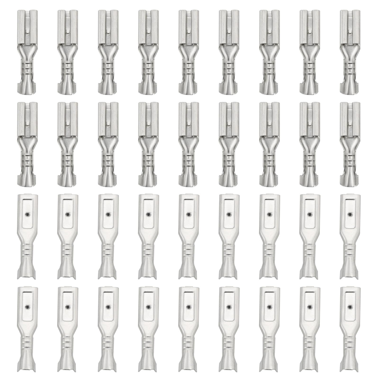 YINETTECH 100pcs 2.8mm Female Crimp Connectors Spade Terminal Quick Splice Wire Terminals Compatible with Mini Switch Car Speaker Sliverf
