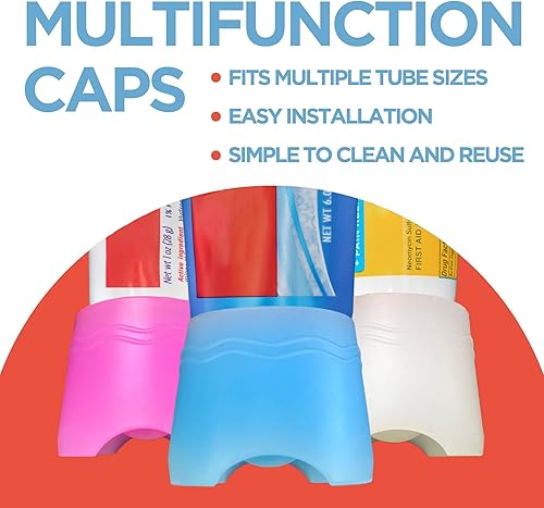 Miniatura 9 de Chrome Cherry - Tapas de silicona de cierre automático, tapas exprimidoras de pasta de dientes sin desorden para niños, adultos, accesorios de baño