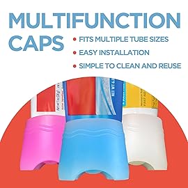 Chrome Cherry SqueezMe Self-Closing Toothpaste Caps, Silicone Lid for Kids & Adults, No Mess Toothpaste Dispenser, Self-Standing Easy Squeezer Cap, Bathroom Accessory, Self-Standing Pink, Pack of 1