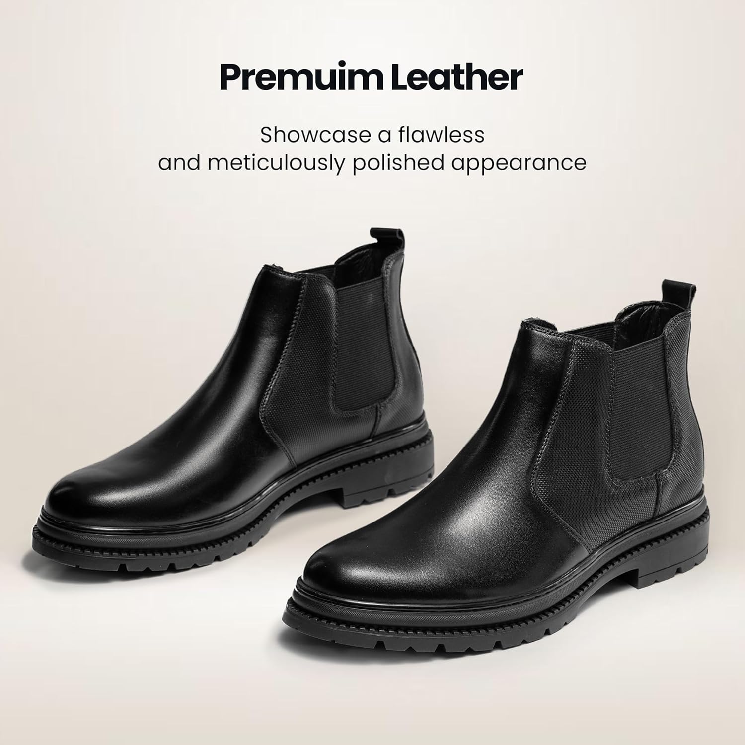 OKKO Mens Chelsea Dress Boots, Genuine Leather Classic Comfortable Casual Slip On Ankle Boot for Men - Image 3