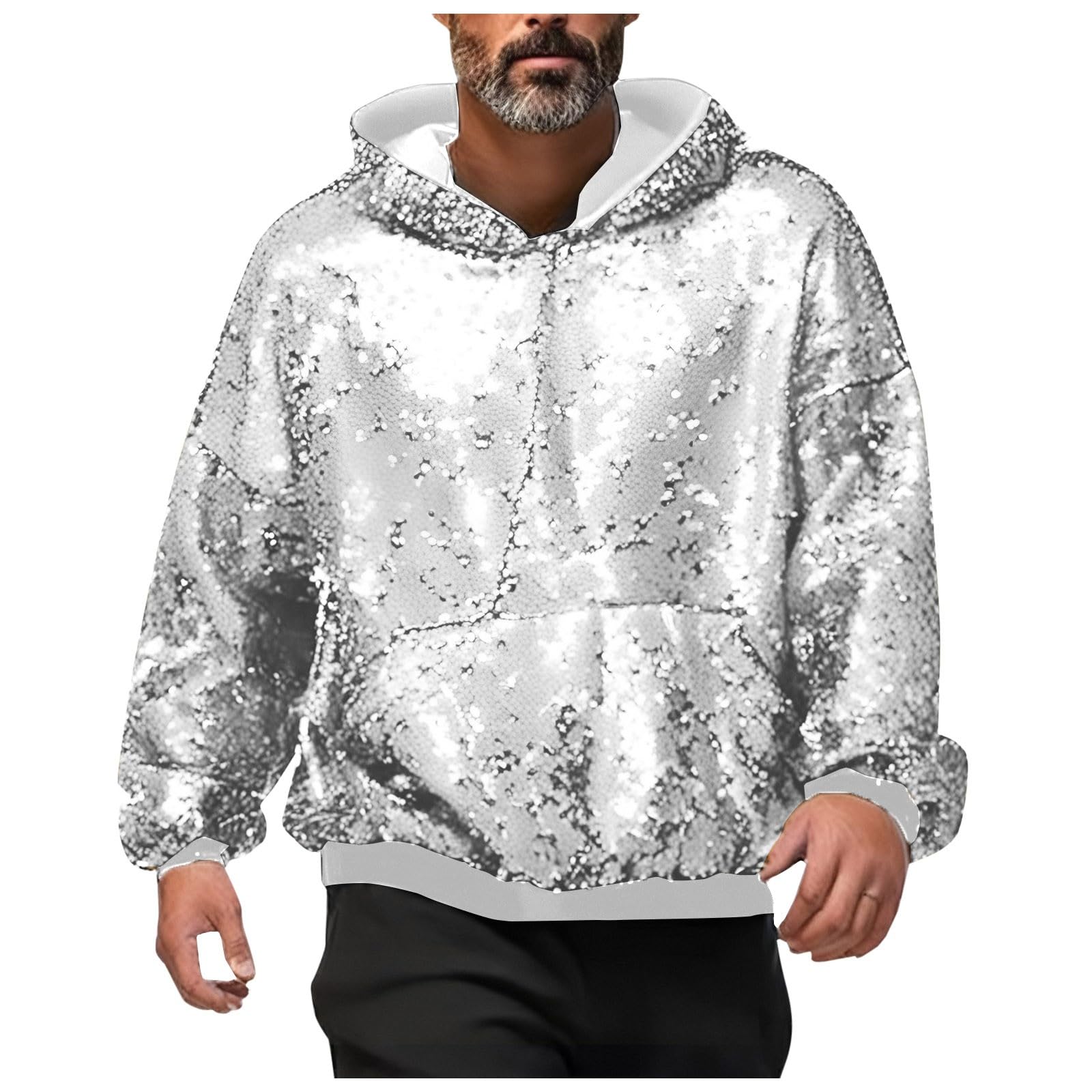 Foweknow Cardigan Pour Homme - Veste Fine Métallisée Brillante - Tenue Des Années 70 - Costume De Carnaval - Printemps - Automne - Veste De Sport Coupe-vent - Veste D'extérieur Polyvalente Et