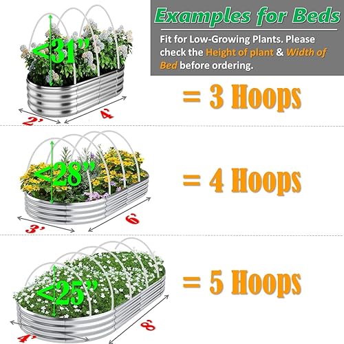 Miniatura 6 de LANEVAN Kit de red de malla de jardín, aros de invernadero de fibra de vidrio súper flexibles con barrera de plagas ultrafina para camas elevadas de