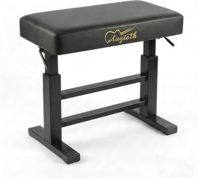 Hydraulic Piano Bench with Adjustable Height, Ergonomic Keyboard Stool for Adults & Kids, Heavy-Duty Steel Frame with Memory Foam & Scratch-Resistant Leather, Fits Grand/Upright PianosBlack