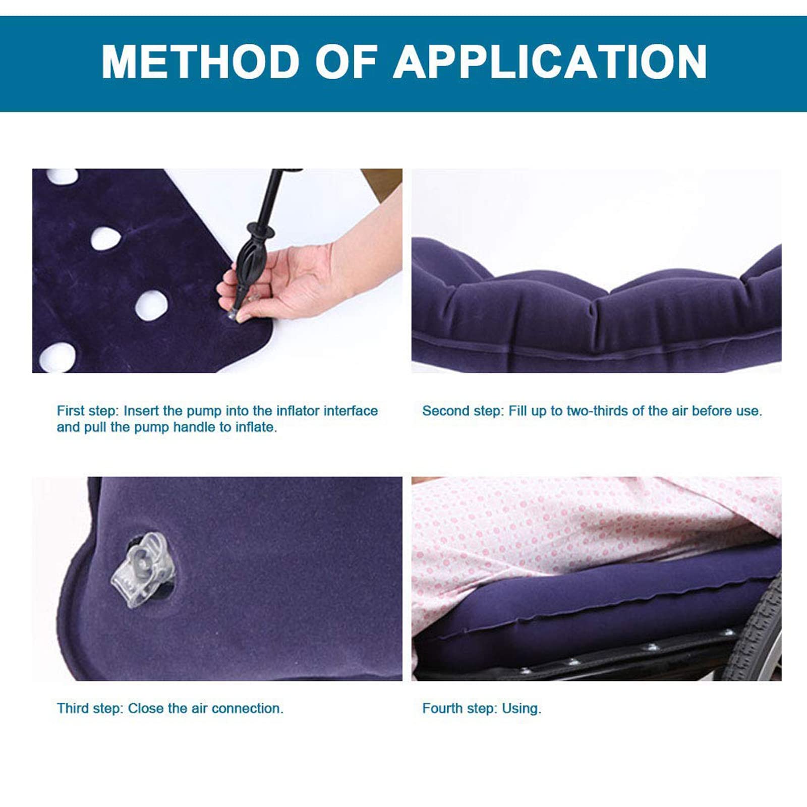 Cojín para Silla De Ruedas para Úlceras por Presión - Cojines Inflables para Úlceras por Presión para Aliviar La Presión - Cojines para Úlceras por Presión para Sent,Blue