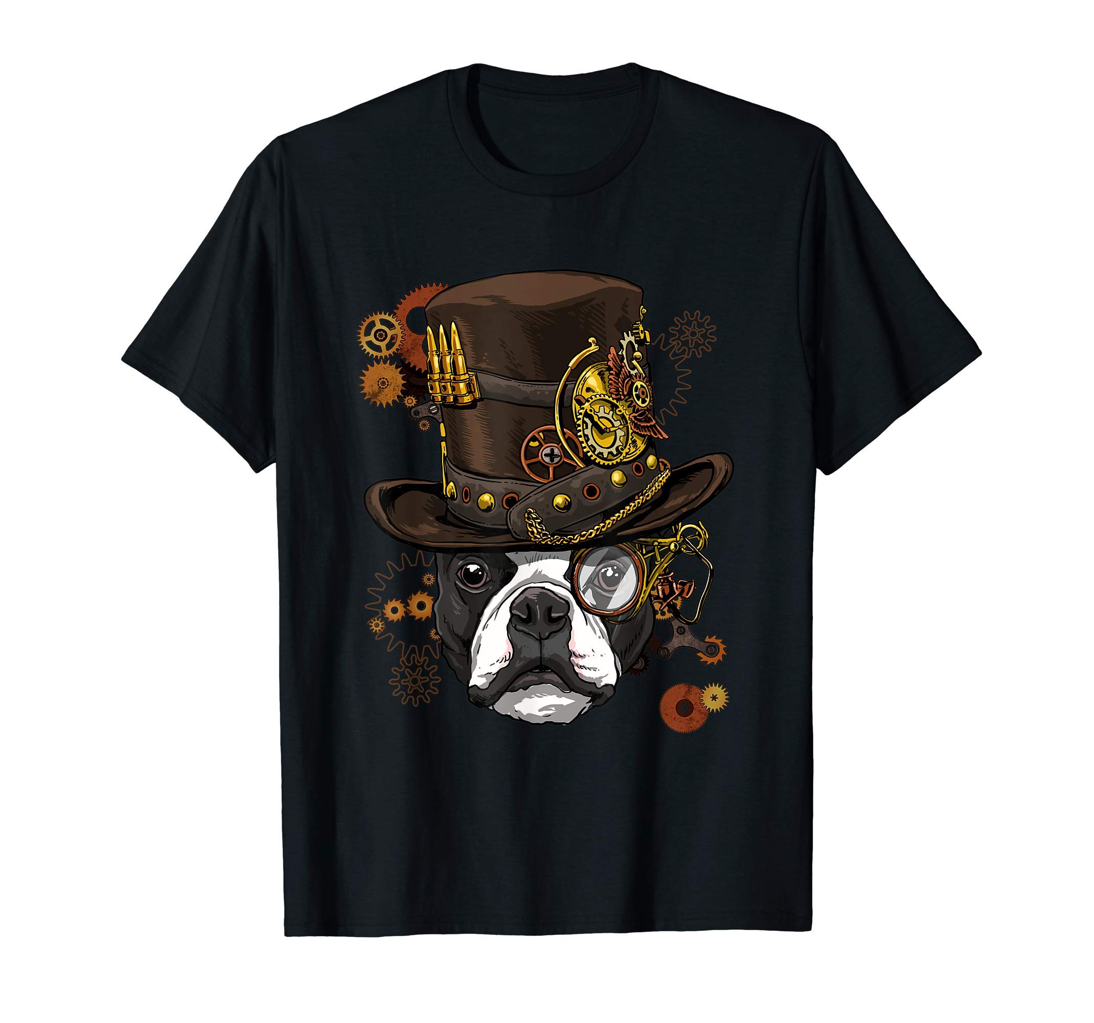 Wowsome!Steampunk Boston Terrier Shirt Steampunk Gears Pet Dog Lover T-Shirt