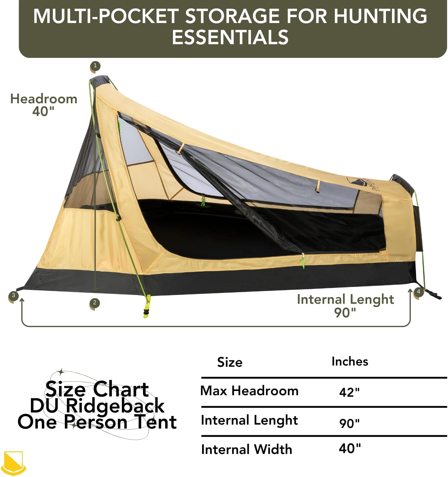 Ridgeback One Person Tent, Easy to Setup Ruggedized Waterproof Tent for Camping, Bugout Bivy Sack, Camping Tents & Survival Shelter
