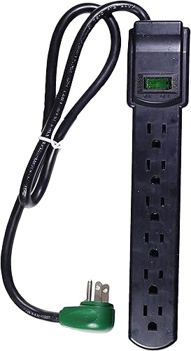 Ladrón de 6 enchufes, de la marca GoGreen, con cable de 2.5 pies, GG-16103MSBK