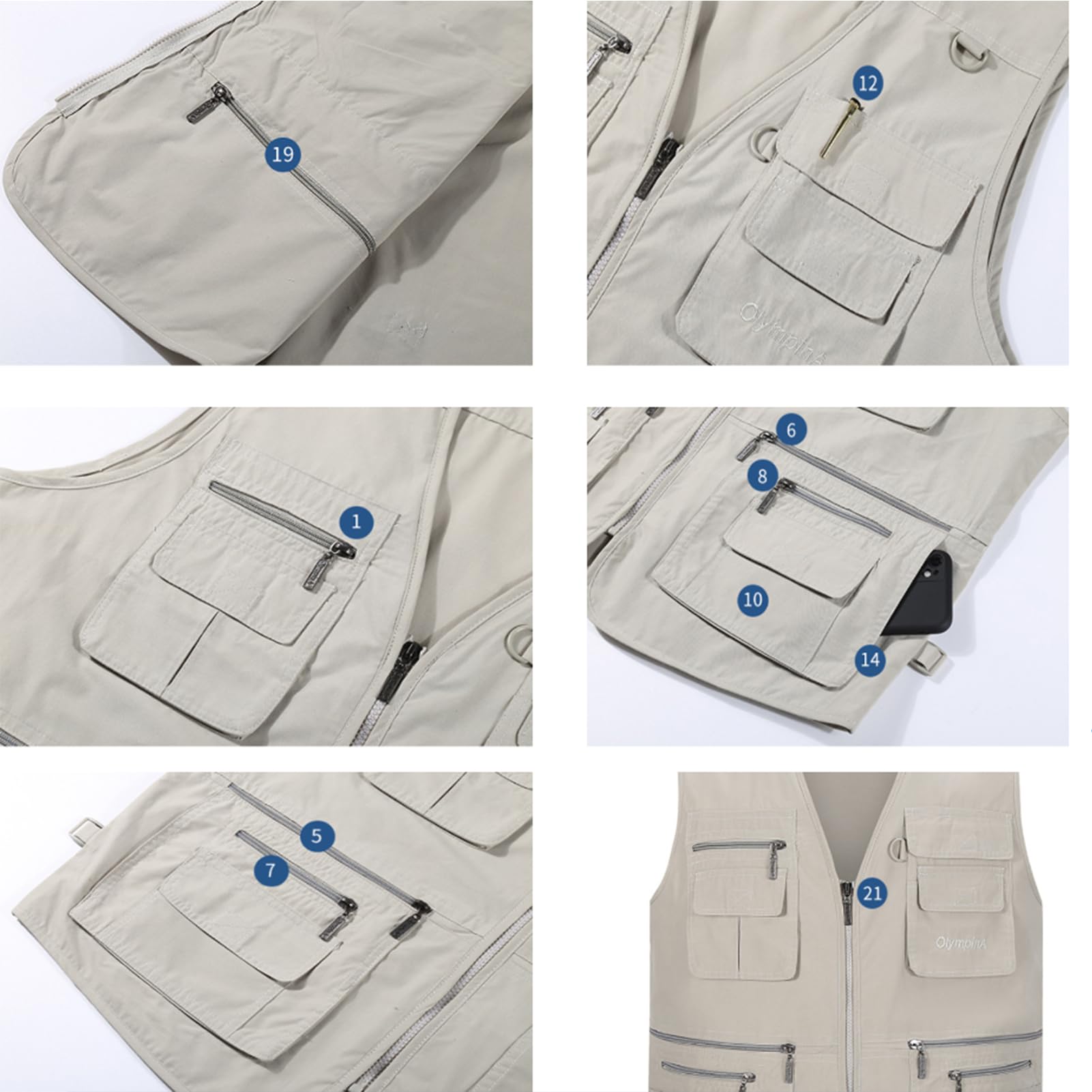 Herren Ärmellose Jacke Herren Weste Casual Weste Multifunktions-Arbeitsweste Tops Outdoor Angeln Leichte Oberbekleidung Fotografie Mantel 01