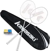 Kawasaki Raquete de badminton profissional grafite eixo badminton conjunto 2 raquete de peteca super leve para treinamento, esportes e entretenimento