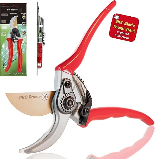Garden Shears – Premium Titanium-Coated SK5 Steel Pruning Scissors for Plants, Trees, Shrubs, Flowers | Heavy Duty Clippers, Clean Cut, Ergonomic Grip, Safety Lock, Rust Resistant
