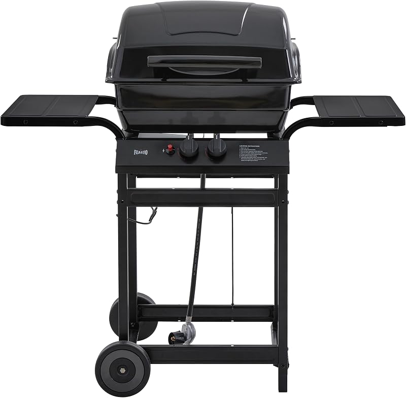 2 Burner Propane Gas Grill for Outdoor Cooking and BBQ, Black | 26,500 BTUs, 416 Sq.In. Grilling Area, All-Porcelain-Enamel Design, Warming Rack, for Patio, Backyard, Poolside Gatherings