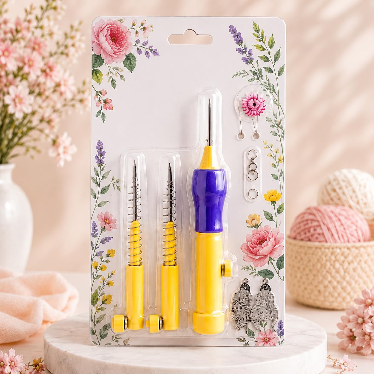 Punch Needle Embroidery Kit for Beginners and Adults, Adjustable Punch Needle Pen, 3 Needles, Threaders, Embroidery Cloth, DIY Needlework Craft Set for Rug Making and Home Decor-image-24