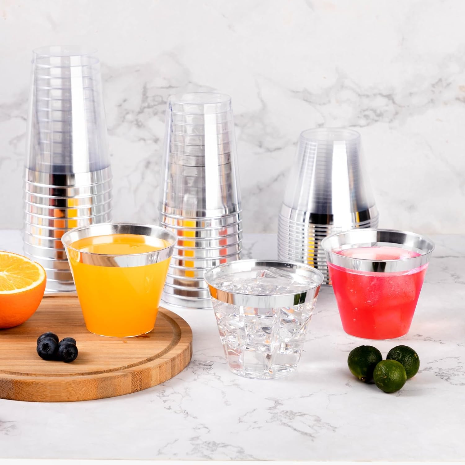 Goodluck 50PCS 12oz Silver Plastic Cups for Party, Disposable Silver Cups, Plastic Cocktail Glasses for Wedding Thanksgiving, Christmas, and - Image 6