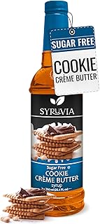 Syruvia Sugar Free Coffee Syrup, Cookie Creme Butter Flavored Syrup for Drinks, Lattes, and Desserts – 25.4 fl oz