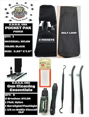 9mm Pistol Gun Cleaning Kit - 15 Pc Handgun Supplies & Accessories for 9 mm .38 & .357 | Rod | Bore Brush | Jag | Bore Mop | Clenzoil CLP Cleaner | Range Field Organizer Bag For Men & Women Shooters