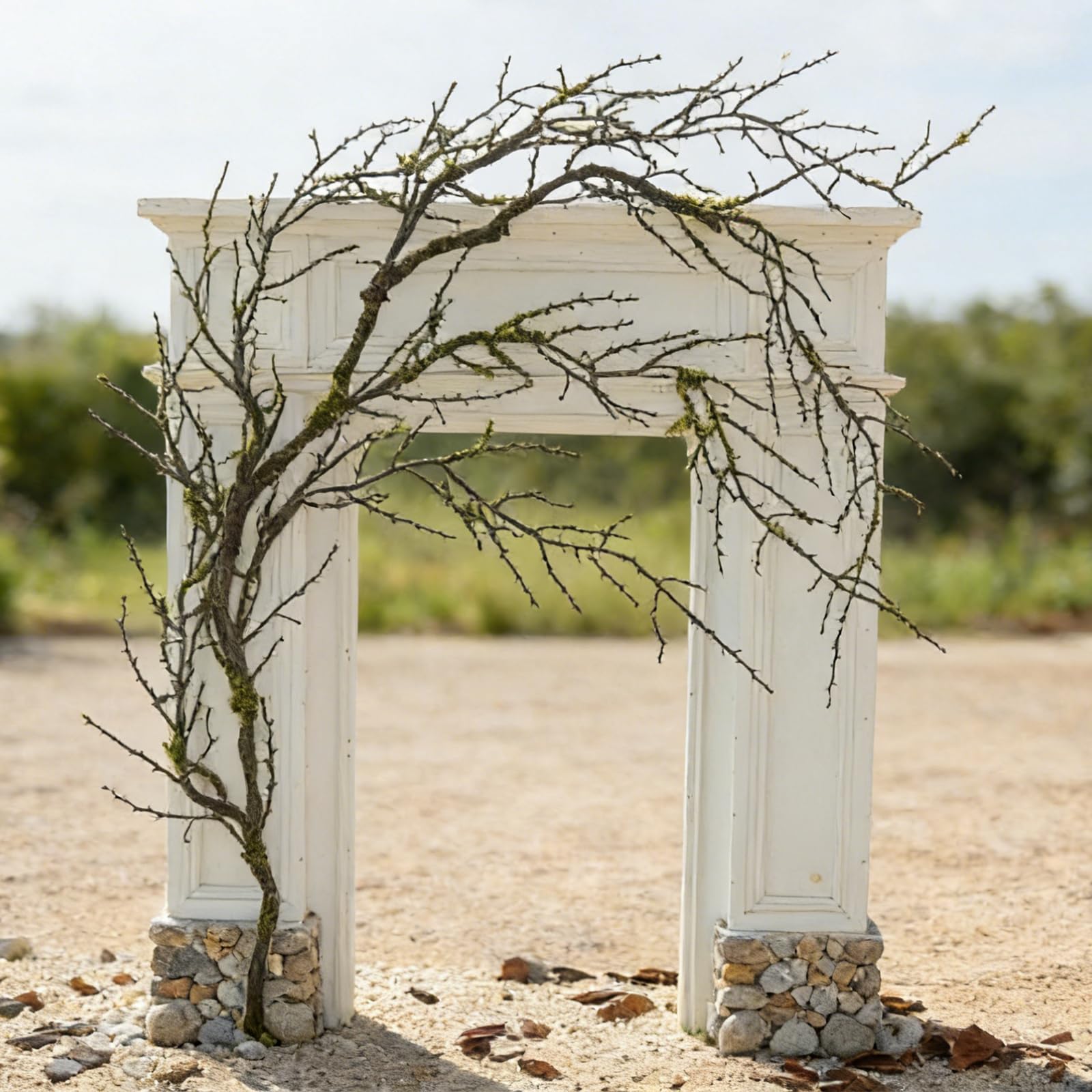 1 pcs 1,9m malléable Noir : Branches Tombantes Arbre Halloween, brindilles, Guirlande végétale, Mousse Suspendue, Faux Raisin, Vigne, forêt hantée, cheminée ext, Porche, Arche, déco Noël