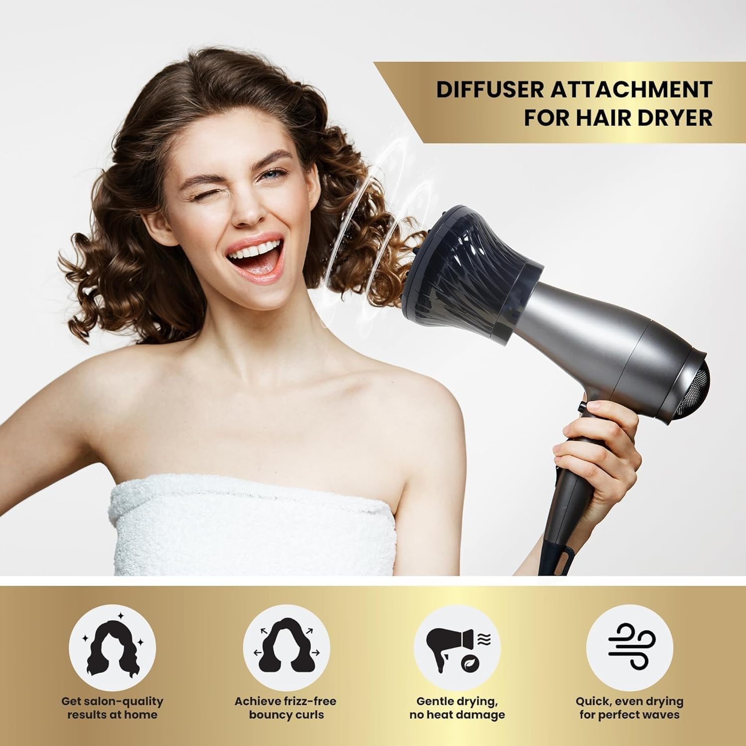 Whixant Hair Diffuser, Diffuser Hairdryer Curly Hair, Universal Hair Diffuser, Hair Dryer Diffuser, Black Curly Hair Diffuser Adjustable from 1.57in to 2.76in - Image 5 thumbnail