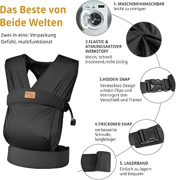 Baby Newborn Sling Ergonomic Baby Carrier for Newborns from Birth, Lightweight and Comfortable, Easy to Carry, Suitable for Mothers and Dads, Babies from 3-12 kg