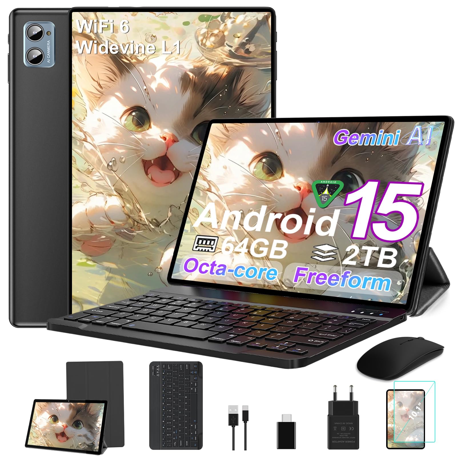 SUAAT Tablet Android 15 64GB ROM Achtkerne