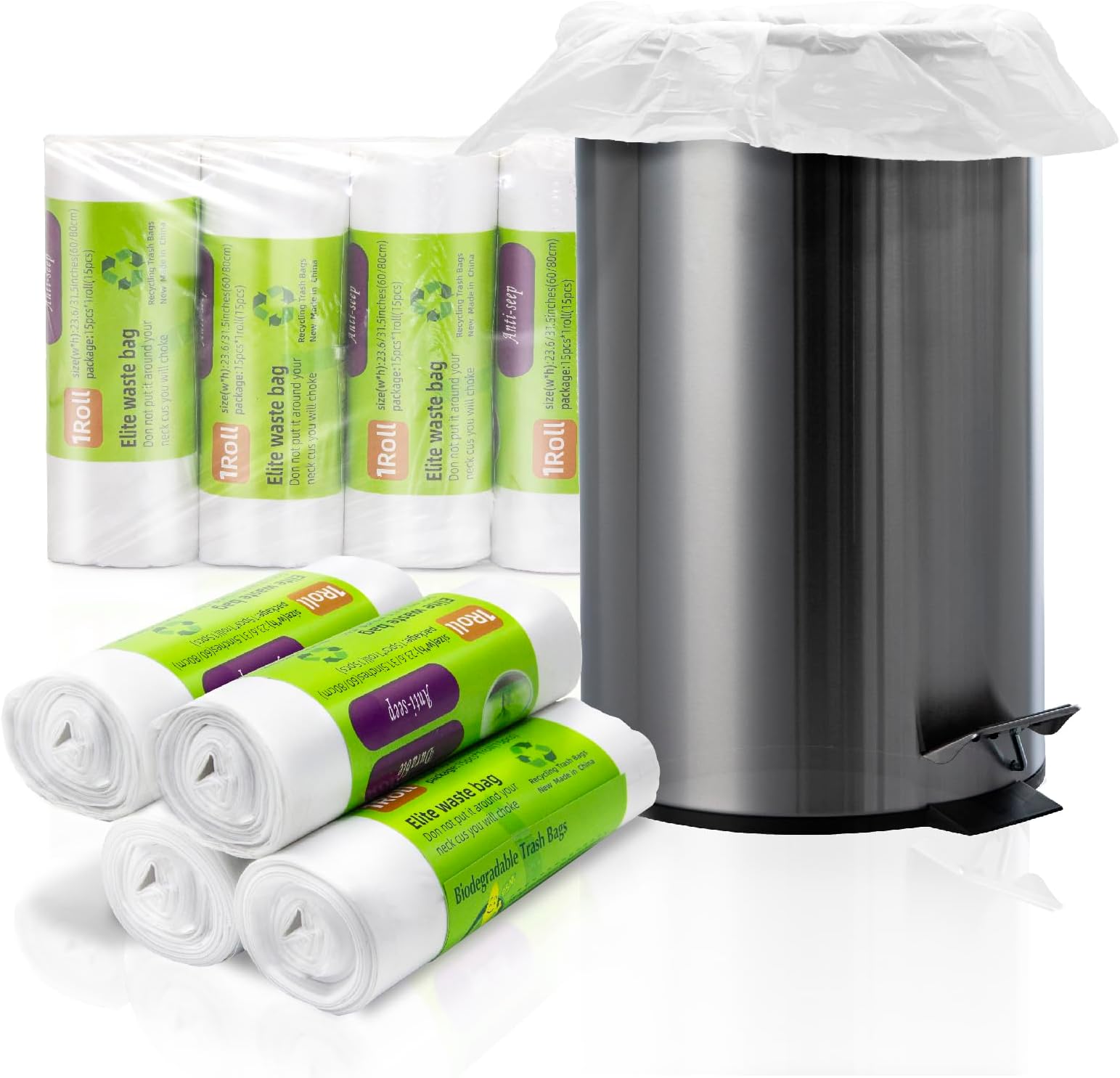 13 Gallon Trash bags With Clear MultiUse Garbage Bags Tall Kitchen Trash Can Liner