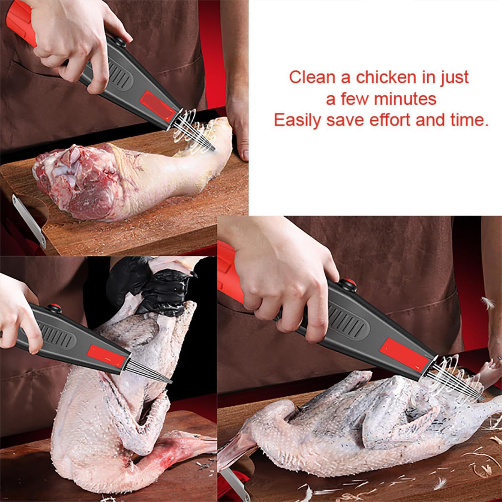 Removedor eléctrico de plumas de aves de corral, desplumador impermeable de acero inoxidable para pollo, pato, ganso, diseño de mano recargable para uso doméstico y comercial