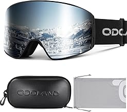 Odoland Ski Goggles Cylindrical Snow Goggles for Men and Women with Ski Goggles Case Anti-Fog UV Protection Unisex Snowboard Goggles Helmet Compatible for Boys and Girls for Snowboarding Skiing