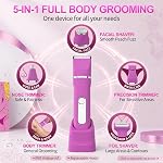 KINGTEE 5 en 1 Bikini Trimmer femmes, Razor électrique pour les femmes, Rasoir électrique pour femmes rechargeables,IPX7 Trimmer bikini imperméable, Trimmer sans cheveux pour visage, Legs, Hair, Bikini (rose rose)