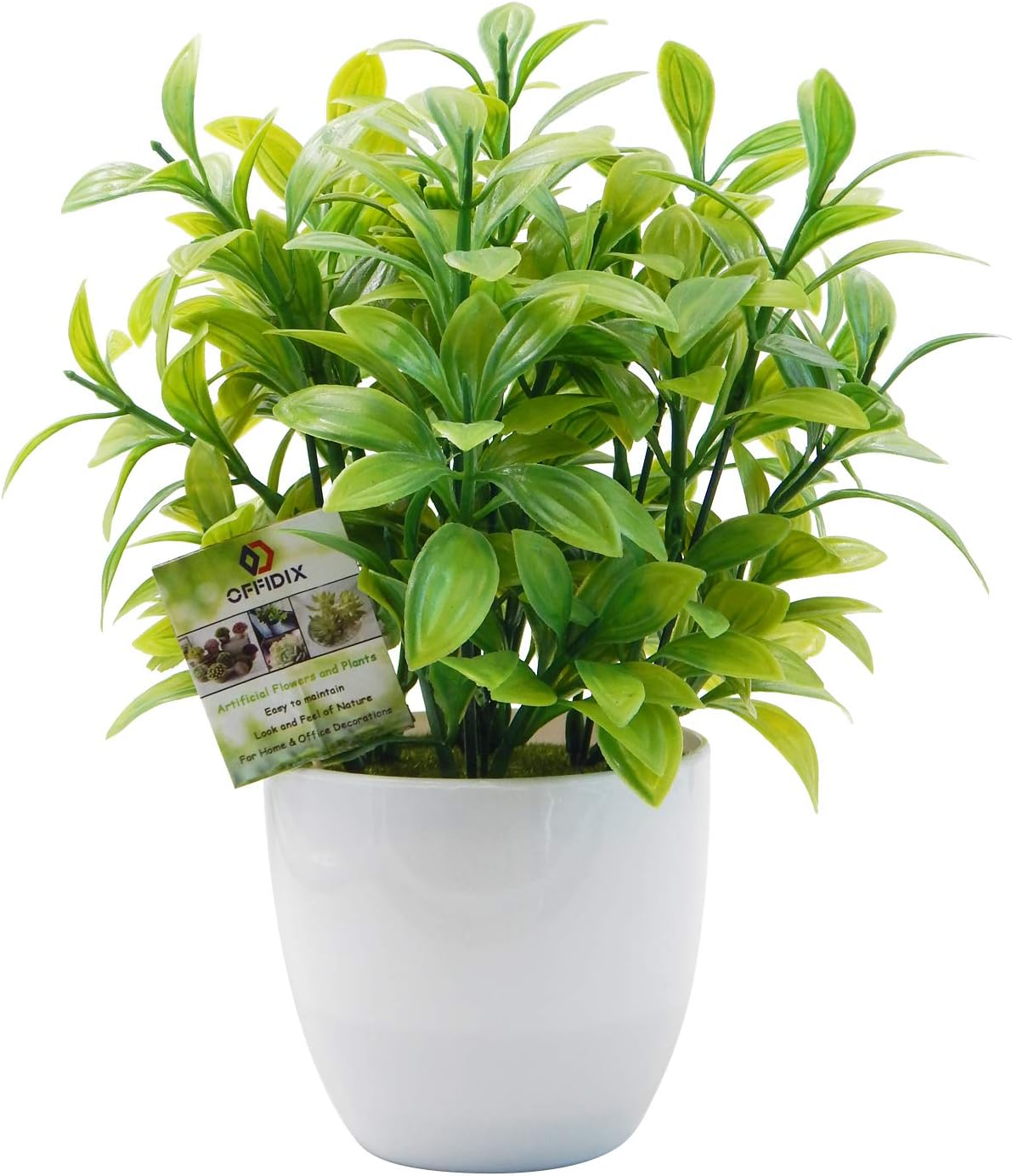 OFFIDIX Mini Plastic Artificial Eucalyptus Leaves Topiary Plant with Pots,Faux Plant Small Plants for Home,Office and Bathroom Decoration