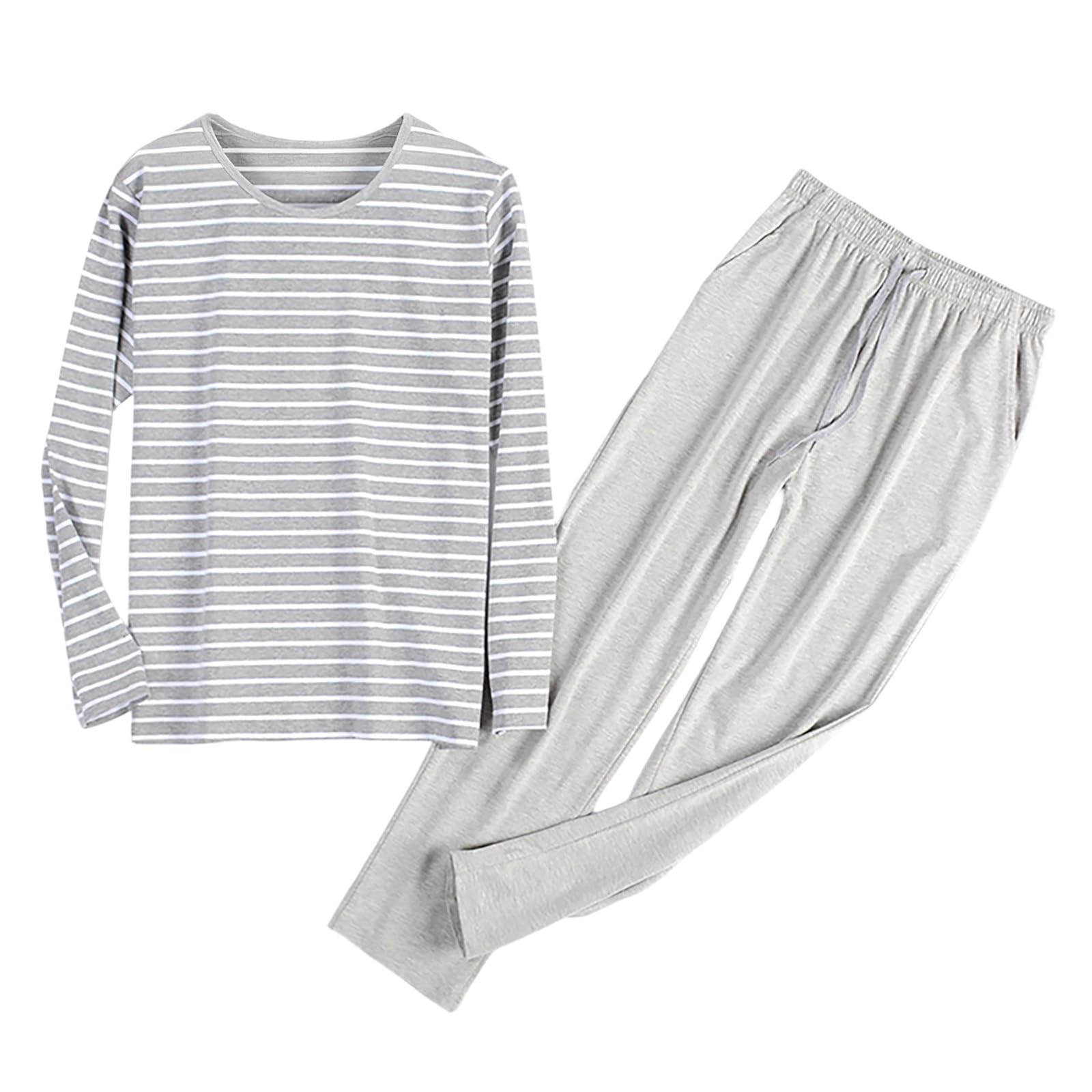 Pigiama Uomo Autunno Cotone Lungo vestibilità Ampia | Completo Notte Uomo Autunnale, Maniche Lunghe e Pantaloni, Vestibilità Ampia per Casa e Relax