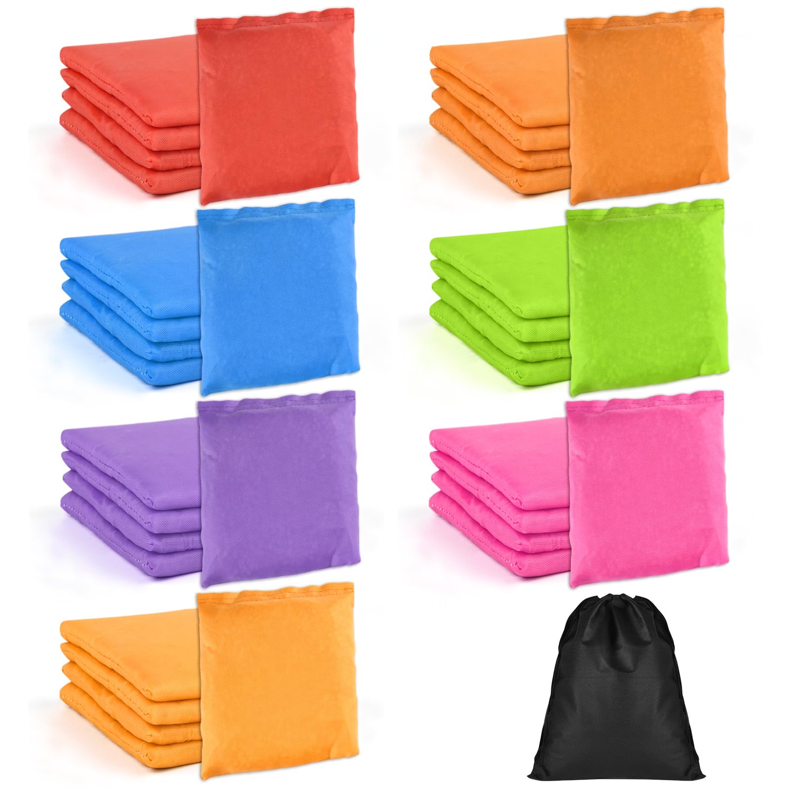 PLULON 15/35 Pcs Bean Bags Bulk 10 x 10 CM Small Colorful Bean Bags for Tossing Cornhole Game Sack Tossing Beanbags with Storage Bag for Christmas Halloween Party Outdoor Yard Family Toss Game