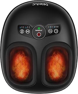 Beleduc Foot Massager with Heat and Compression, Deep Kneading Shiatsu Foot Massage for Plantar Fasciitis, Neuropathy & Circulation, 3 Intensities, Washable Covers, Fits Up to Men Size 14, Black