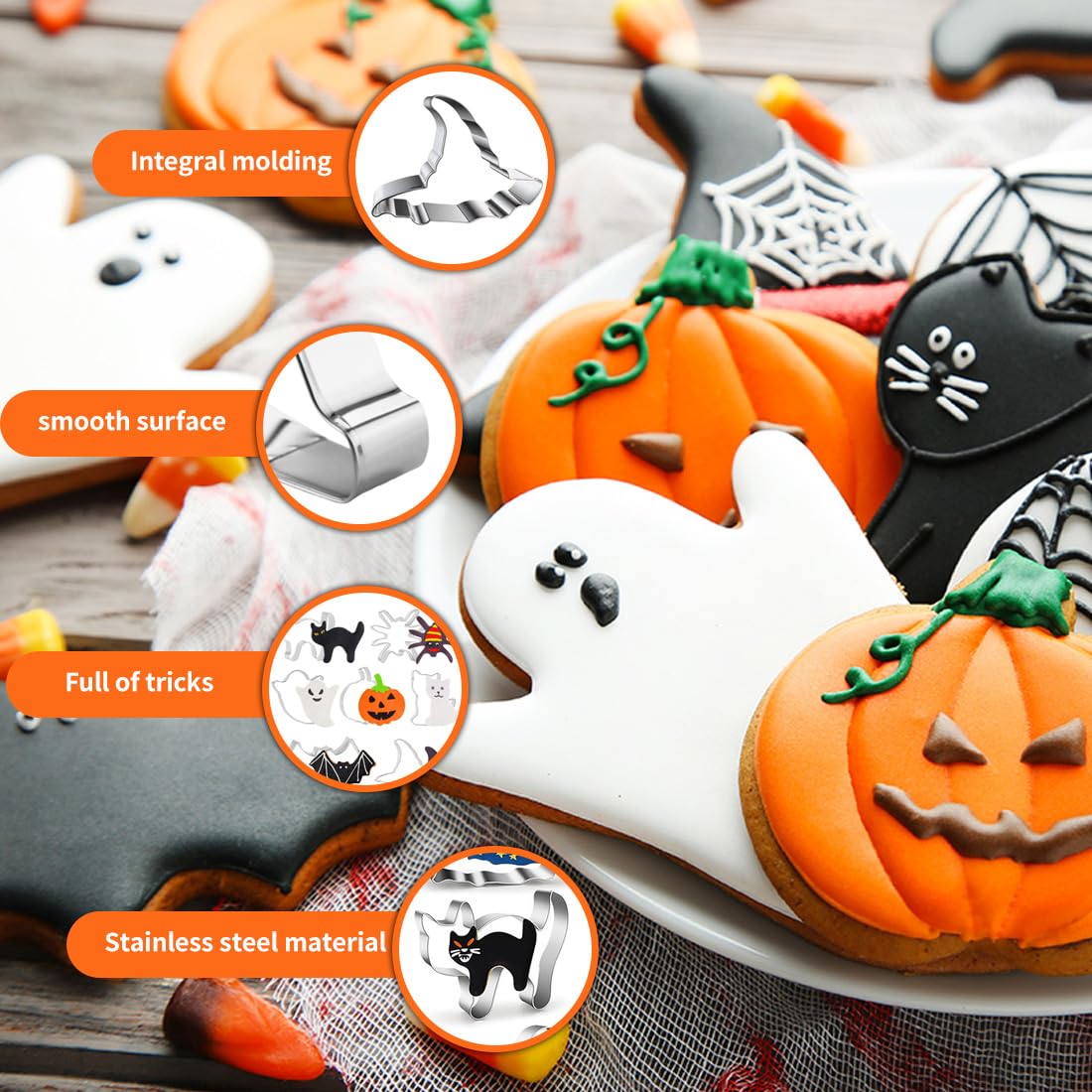 Kürbis Ausstecher 7-teiliges Halloween Ausstecher Set - Kürbis, Fledermaus, Geist & Mehr Aus Edelstahl Keksausstecher Set Für Halloween Backen Mit Kindern