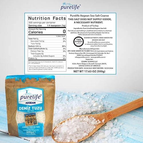 Purelife Sal marina del Egeo y sal variada del Himalaya: hierbas mixtas, chile picante y molino de sal simple