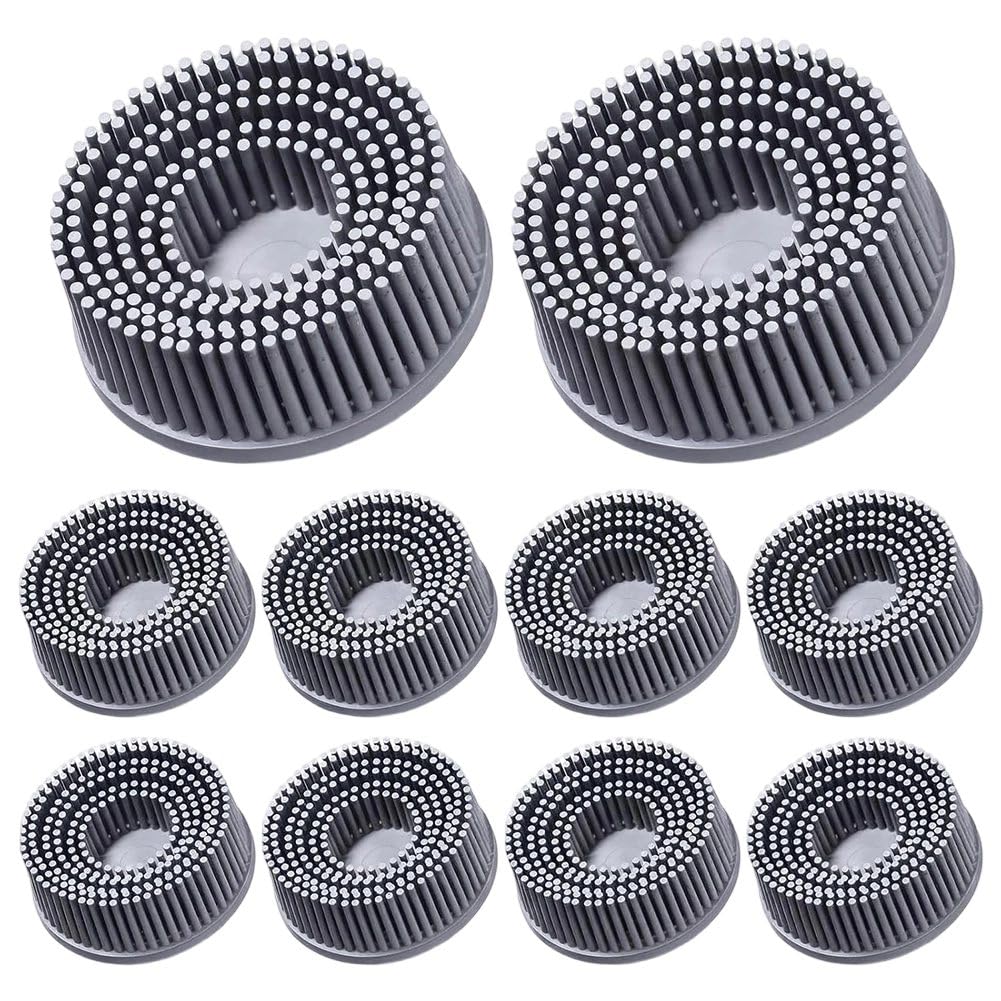 Aundhegrtt Gray White White 2 Inch Bristle Disc Grit 120 10 Pcs Deburring Electric Brush For Metal Polishing