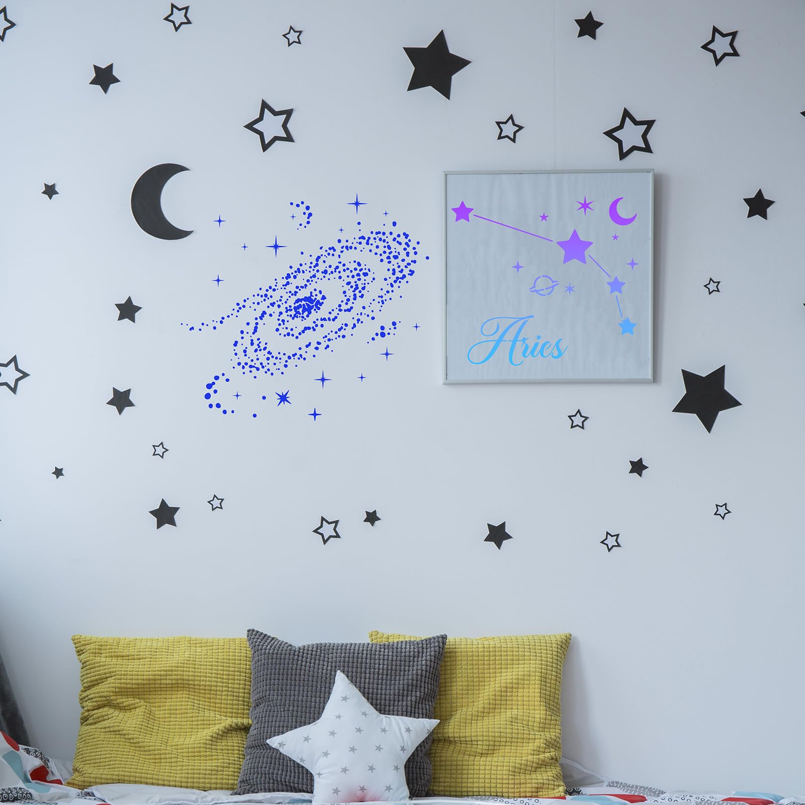 Juego de 24 plantillas reutilizables para pintura de estrellas, planeta astronómico, plantillas reutilizables para decoración de lienzo, letreros del zodiaco, plantillas de arte para bricolaje en el