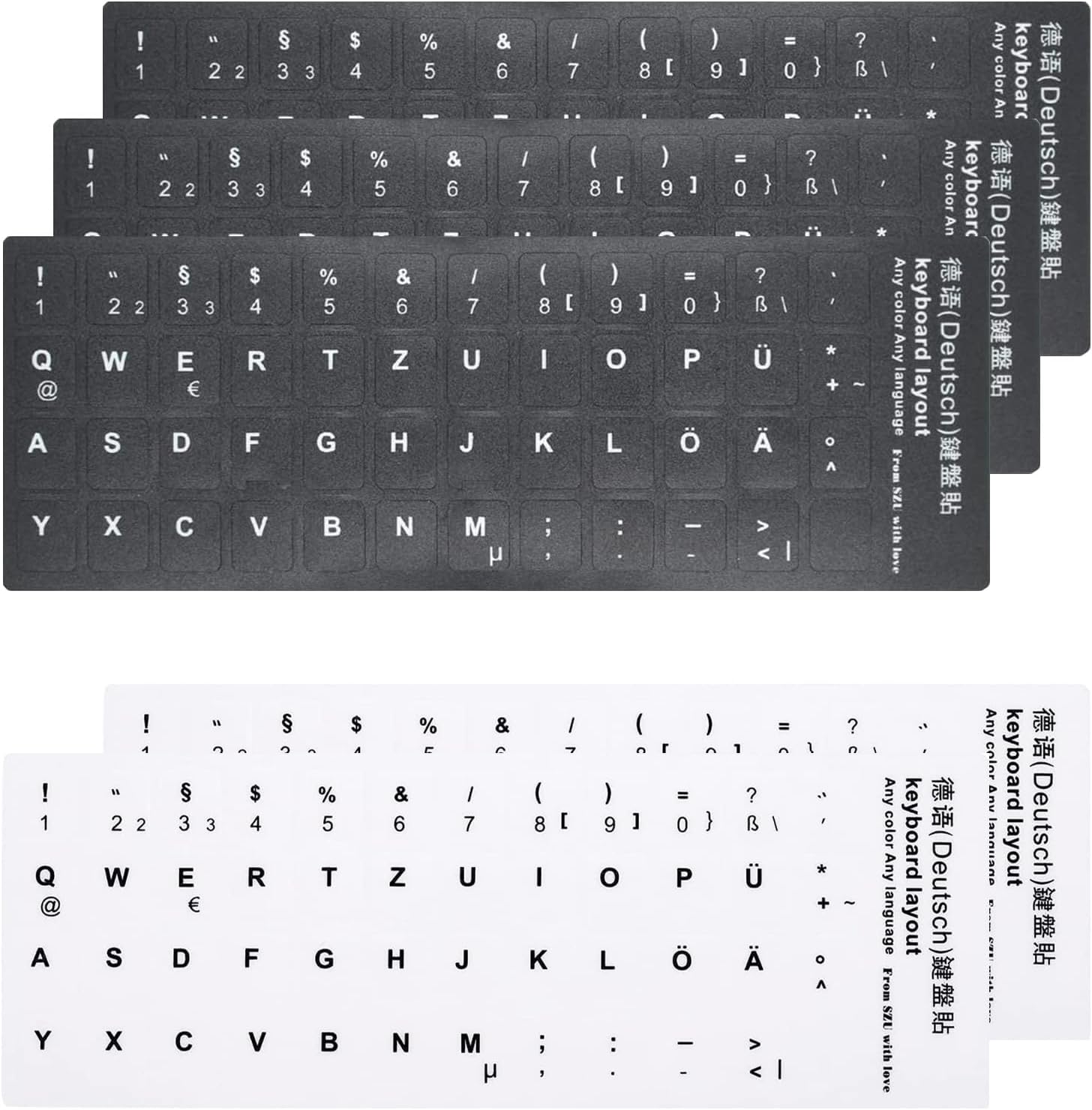 Ukrainische Tastaturaufkleber - 6 Stück Beschichtete Keyboard Stickers In Schwarz & Weiß