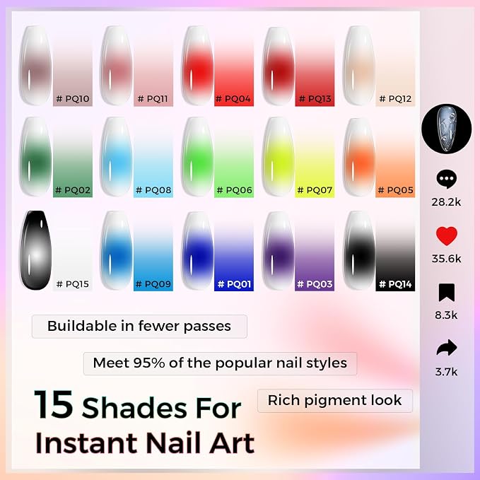 Glamonade Kit Esmalte en Gel Airbrush 15 Colores miniatura 5