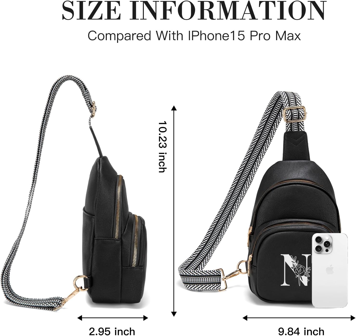 Viverte Sling Bag for Women Personalized Gifts Pu Leather Initial Crossbody Bags Purses for Women