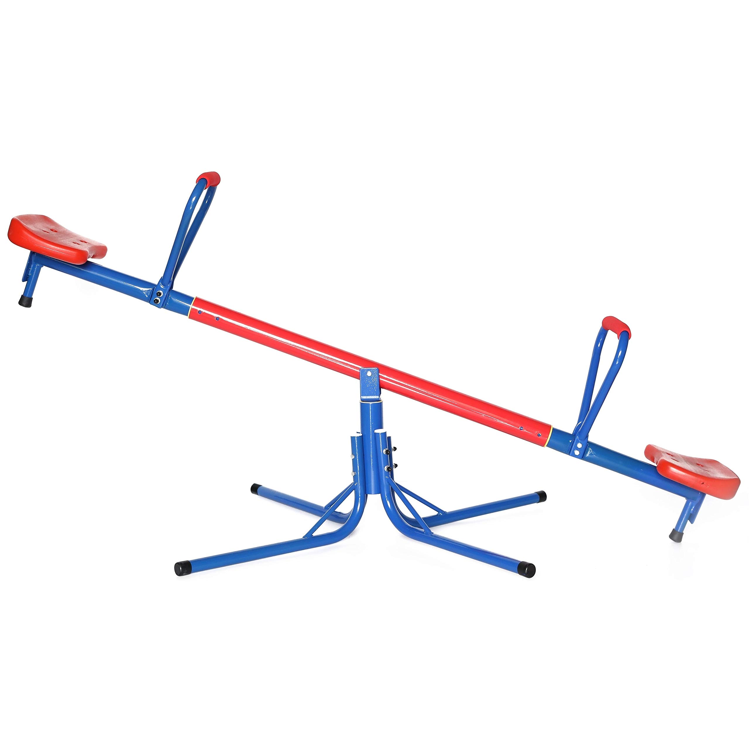 Extendable Outdoor Red and Blue Metal Rotating Seesaw Slide - Image 3