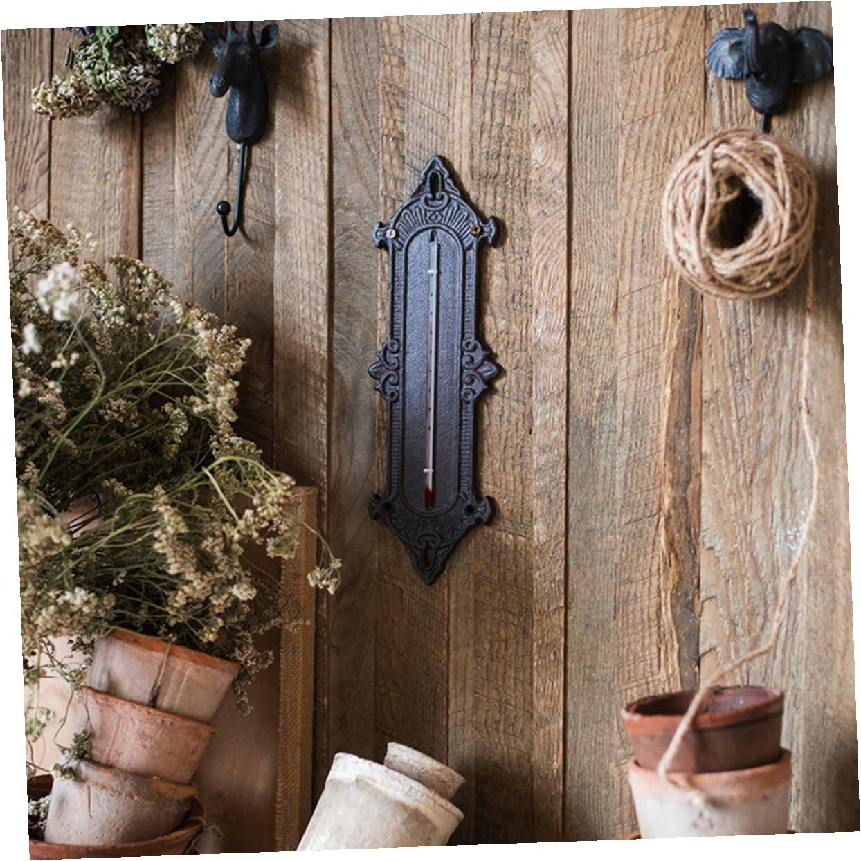 SUPVOX Termometro da Parete in Ferro Nero, Misuratore di Temperatura per Casa e Serra, Decorazione Classica per Interno ed Esterno,