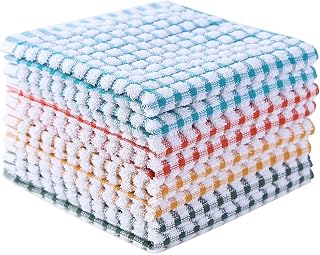 Oeleky 100% Cotton Kitchen Dish Cloths for Washing Dishes, 12x12 Inches Dish Rags, Absorbent Kitchen Cloths Pack of 8, Quick Drying Cleaning Cloths