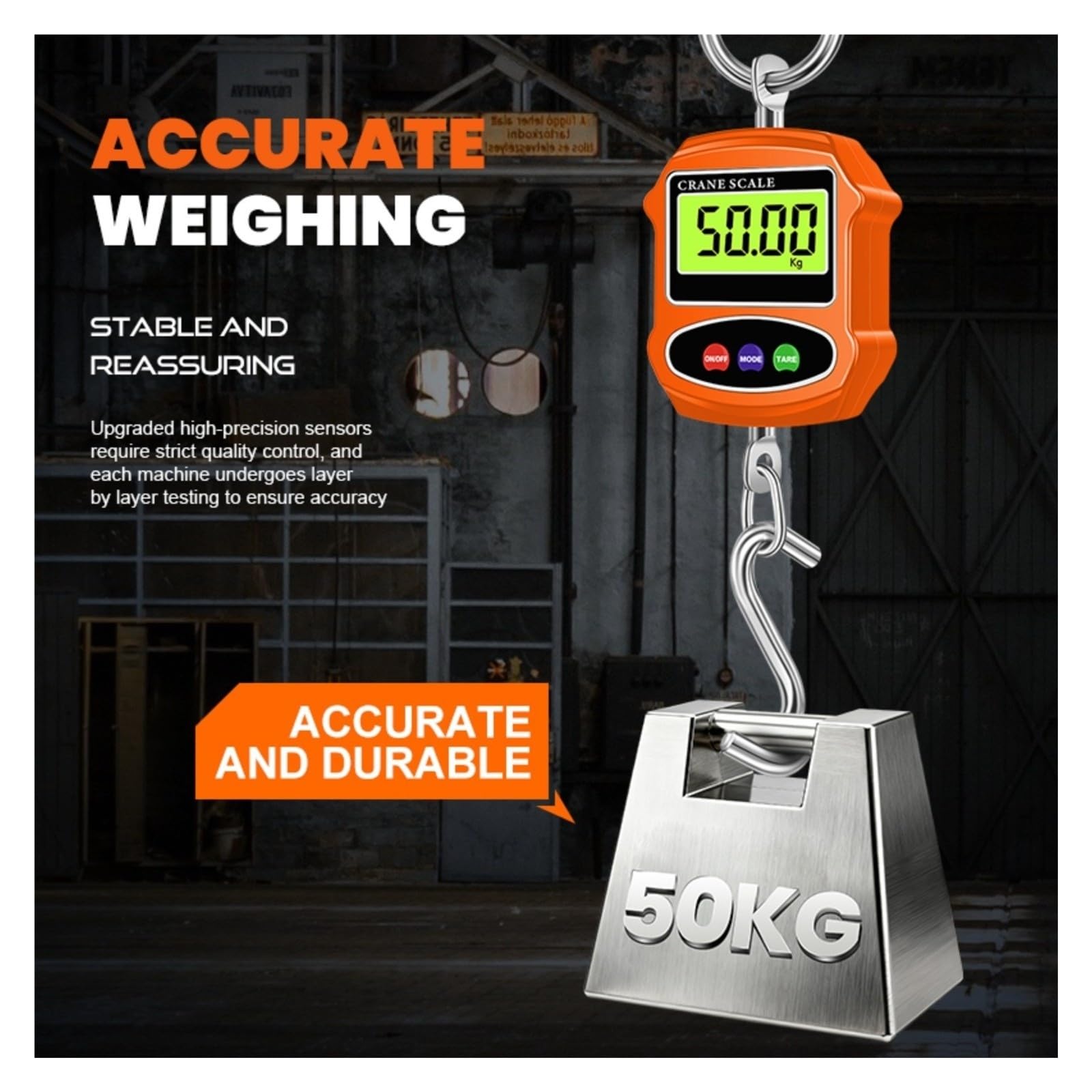 Waga Dźwigowa, Cyfrowa waga z hakiem do zawieszania o udźwigu 300 kg. Mini dźwigowa wadze 660 funtów/0,05(Oranje)