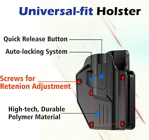 Miniatura 3 de Universal Gun Holster fit Full-Size, Compact, Subcompact Pistols, Adjustable RetentionCant OWB Tactical Holster Compatible with