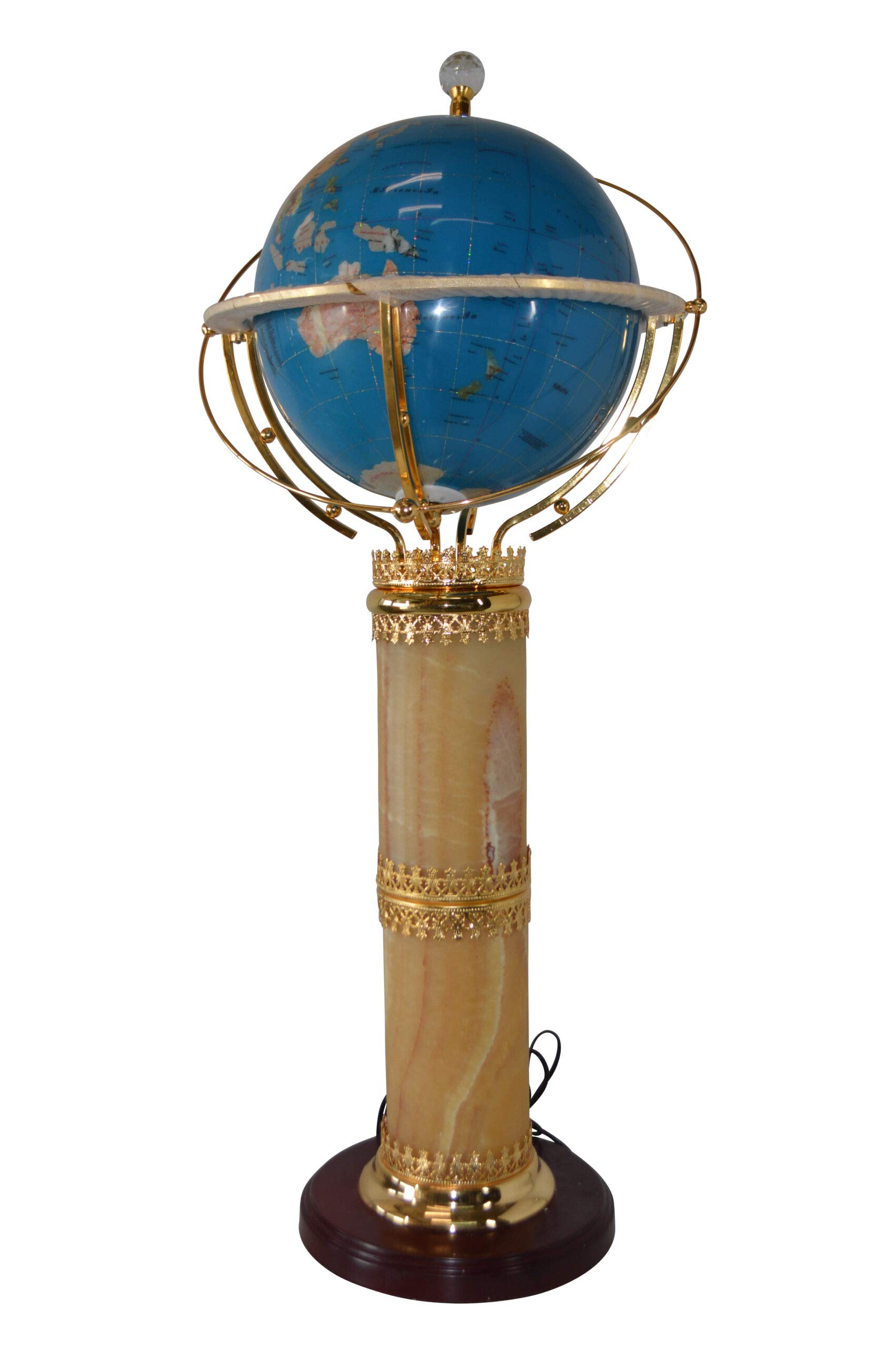 Illuminated Sky Blue - World Globe Rotated by a Motor - Size: 19" L x 19" W x 42" H