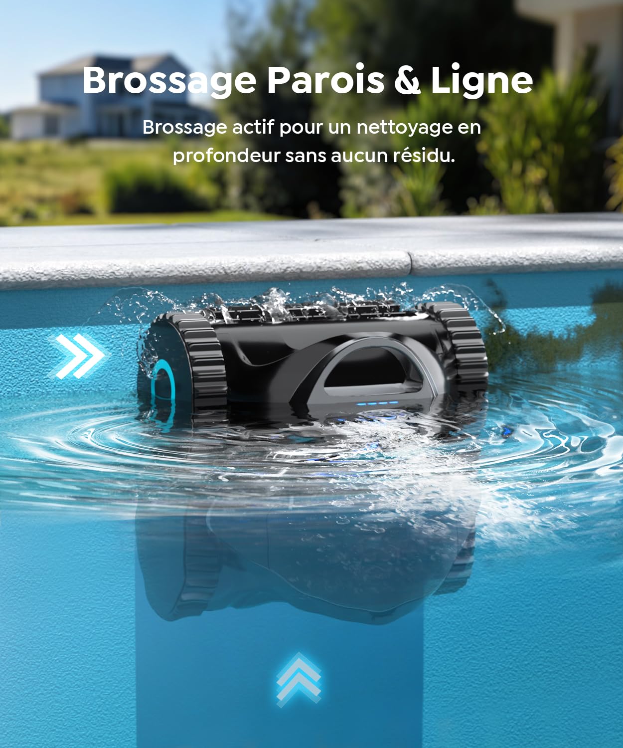 C1 Robot de Piscine Fond et Parois, Double Filtre, Robot Piscine sans Fil, 7 Modes Nettoyage, 170-180 Min d'Autonomie, Puissant Aspirateur pour Piscines jusqu'à 150 m², Gris mica