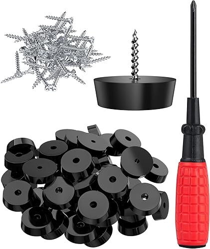 LOUFIMIDON-42 protectores de suelo resistentes para patas de silla de 1.2 pulgadas, patas de goma para suelos de madera dura, almohadillas negras