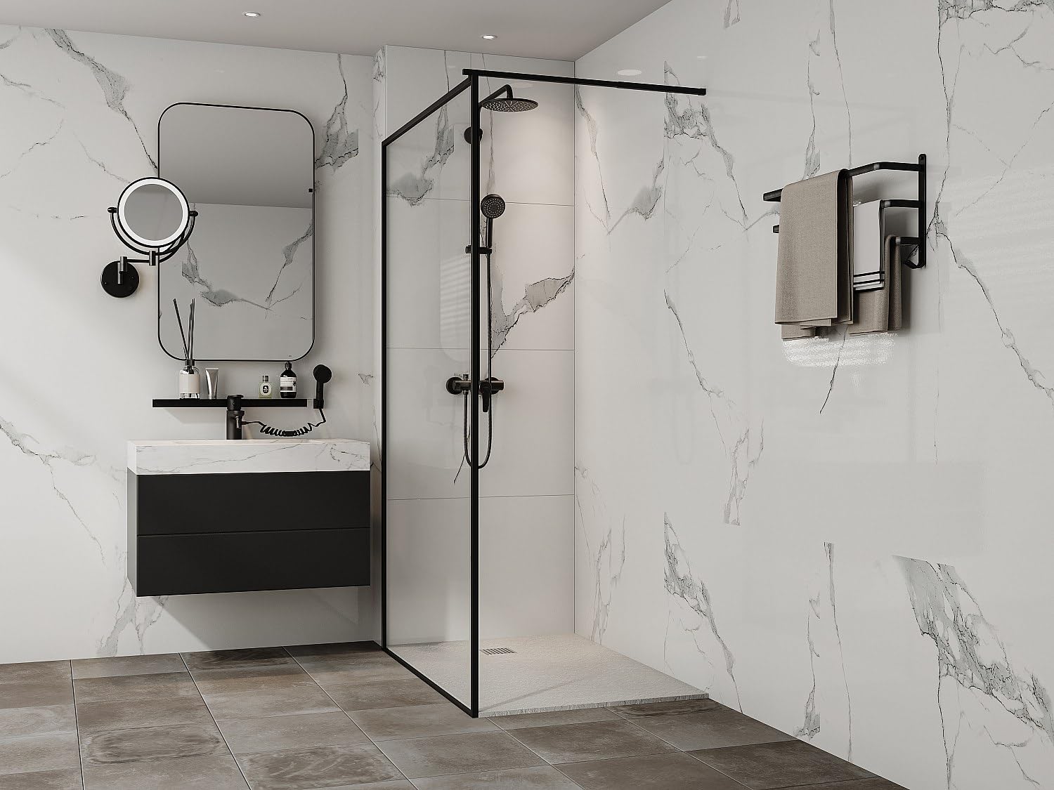 Vente-unique - Receveur de douche extra plat à poser ou à encastrer recoupable en résine SMC - Blanc - 120 x 80 cm - MIRNOSA