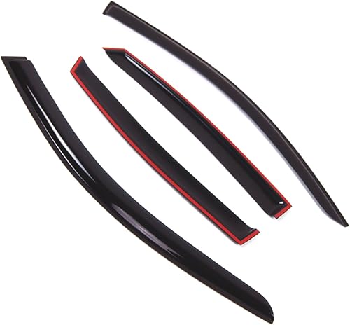 Miniatura 2 de Tuningpros WD2-810 - Deflector de visera de ventana de montaje exterior, protector de lluvia, humo oscuro, juego de 4 piezas compatible con Infiniti